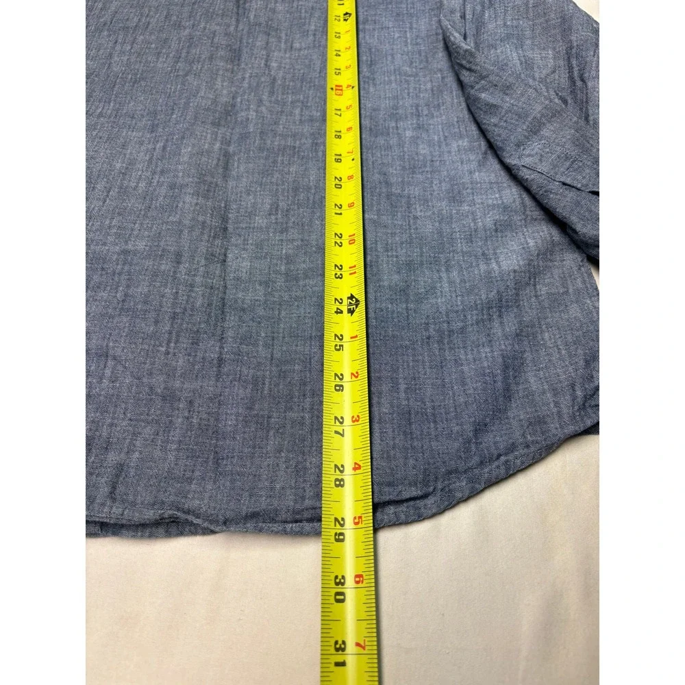 Banana Republic Mens Blue Chambray Untucked Slim Fit Cotton Shirt Large L